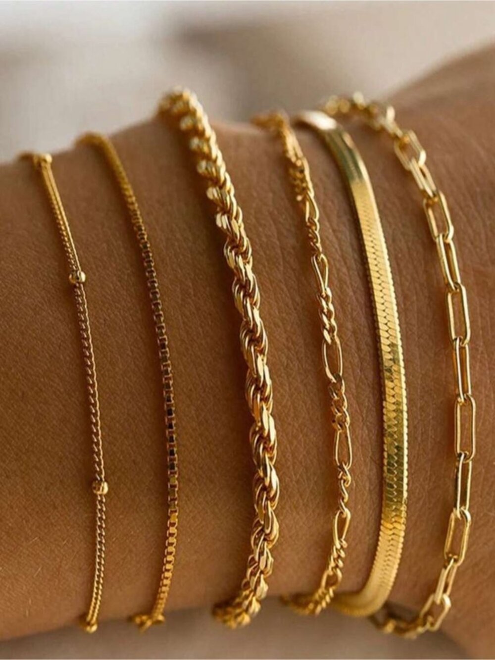 Gold Multi-Chain Bracelet Set